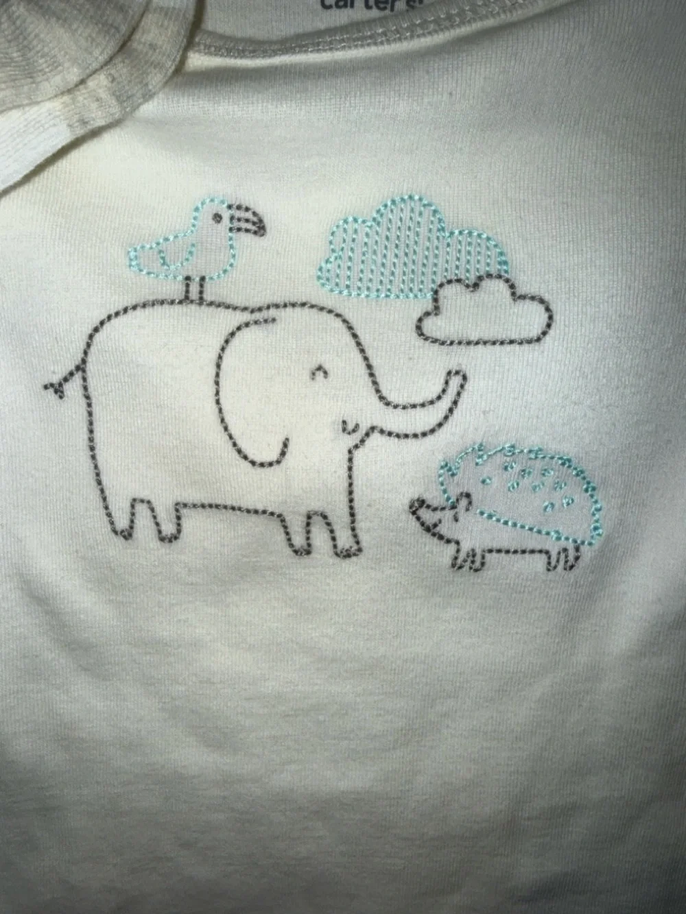 Carter's Cream Infant Onesie with Blue and Gray Print - Picture 3 of 8